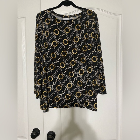 Susan Graver Tops - Susan Graver Long Sleeve Chain Link Print Blouse Women’s Size 3X